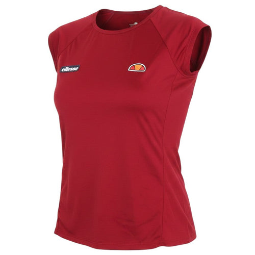 Prewornwholesale Ellesse women's red sleeveless athletic pullover t-shirt with crew neck and logo detail