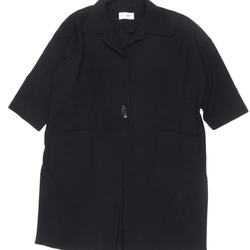 Gail Hoppen Womens Black Wool Mid-Length Overcoat Size 10