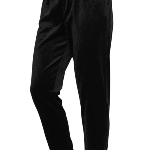 Gap Women Black M Velvet Jogger Trousers Elastic Waist Drawstring