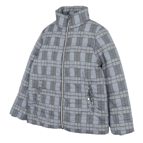 Tu Woman Grey Check Puffer Jacket Size 12 Regular Fit Mid-Length