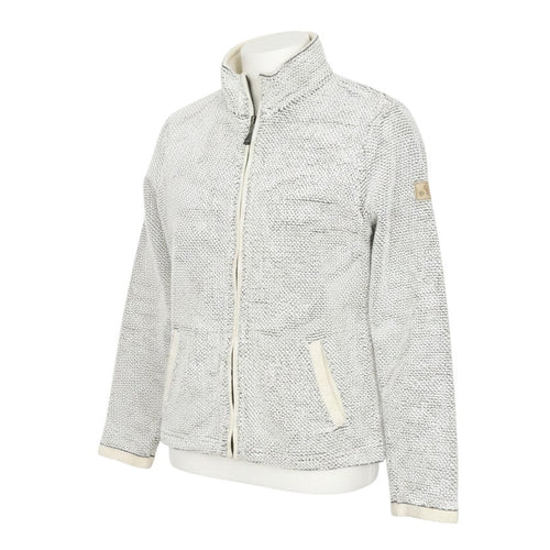 Prewornwholesale grey cotton blend full zip jacket with ribbed collar and side pockets on a mannequin