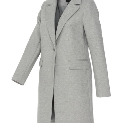 Prewornwholesale New Look grey single-breasted long overcoat with notched collar and front flap pockets