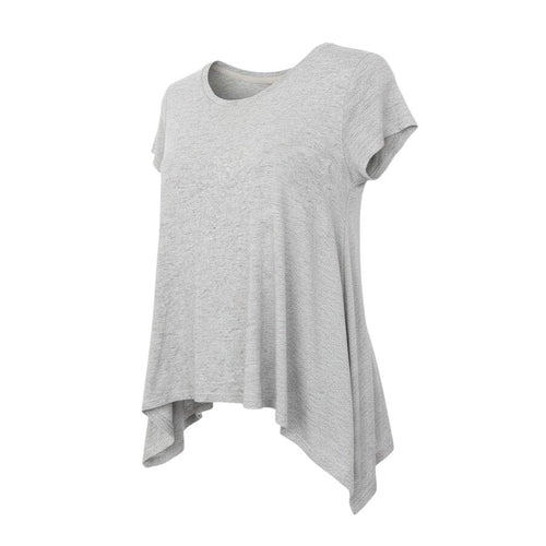 Prewornwholesale Marks and Spencer grey viscose basic t-shirt with a round neck and a relaxed asymmetrical hemline.