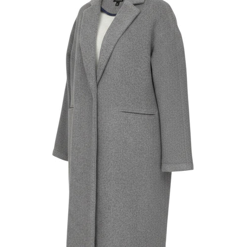 Prewornwholesale Topshop grey wool-blend longline overcoat with snap front closure and side pockets