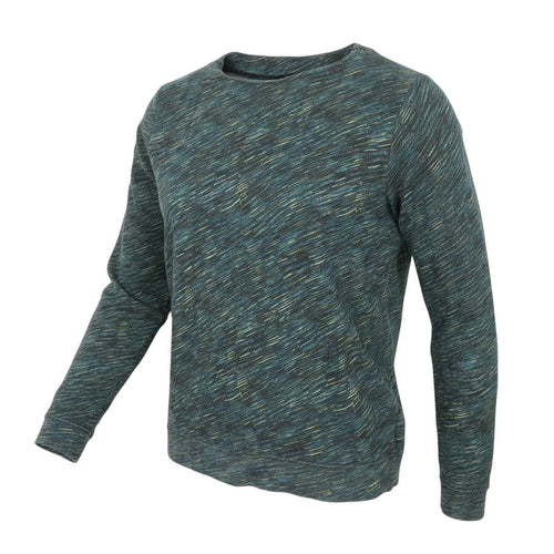 Prewornwholesale Jaeger women's multicoloured cotton crew neck sweatshirt with a textured blue and green knit finish.