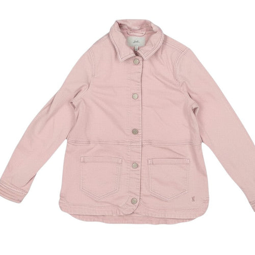 Prewornwholesale Joules women's soft pink cotton mid-length casual jacket with button front and patch pockets