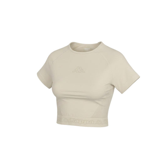 Kappa Women Beige XS Cropped Activewear Top Short Sleeve