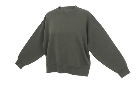 Prewornwholesale Dunnes Stores khaki green relaxed fit crew neck sweatshirt with raglan sleeves in soft jersey fabric