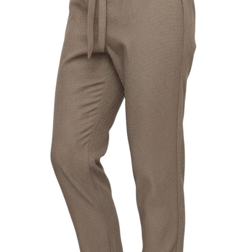 Mango Women Brown Check Paperbag Tie Waist Tapered Trousers Size M