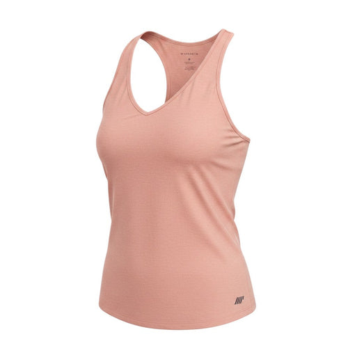 Prewornwholesale Myprotein women's pink V-neck tank top in polyester with a racerback design