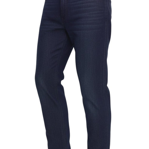 Prewornwholesale Clockhouse navy blue straight leg chino trousers with mid-rise fit and button zip fastening.