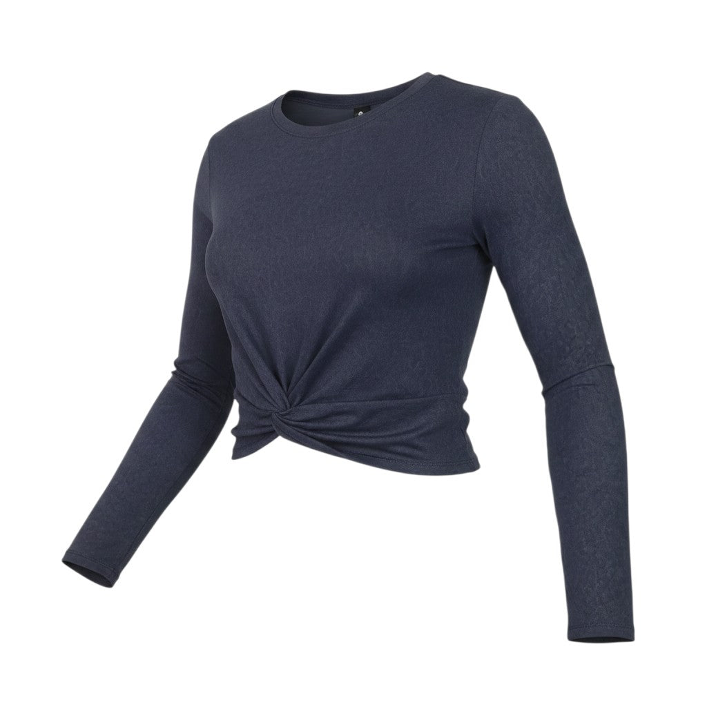 90 Degree By Reflex Womens Blue XS Cropped Long Sleeve Active Top