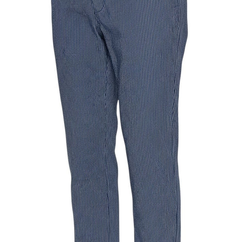 Marks and Spencer Women’s Blue Pinstripe Cotton Chino Trousers UK 6