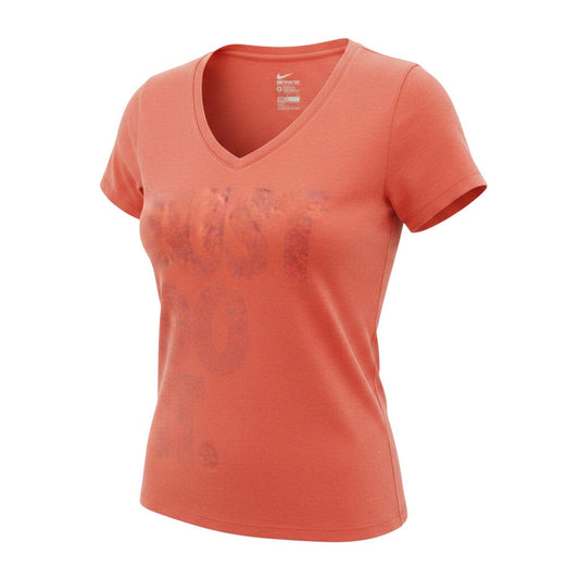 Nike Womens Red V-Neck Dri-FIT Athletic T-Shirt Size S