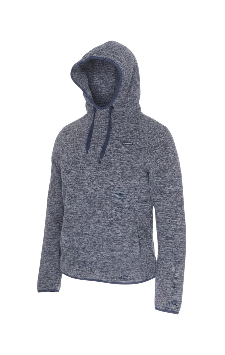 Prewornwholesale Peter Storm women's heathered blue polyester knit pullover hoodie with drawstring hood