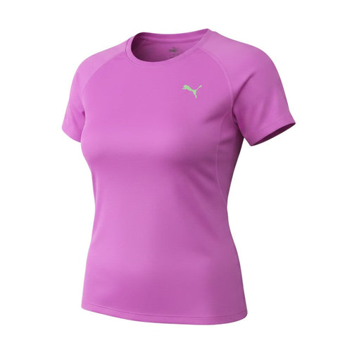 Prewornwholesale pink Puma DryCELL short sleeve athletic t-shirt with raglan sleeves and crew neckline