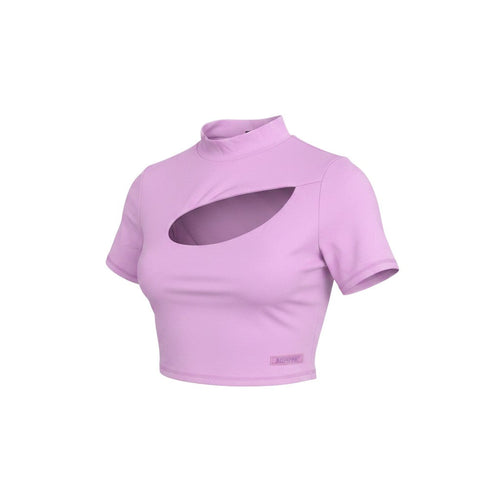 Bo+Tee Women’s Purple Cropped Slim Fit Short Sleeve Active T-Shirt S