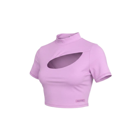 Bo+Tee Women’s Purple Cropped Slim Fit Short Sleeve Active T-Shirt S