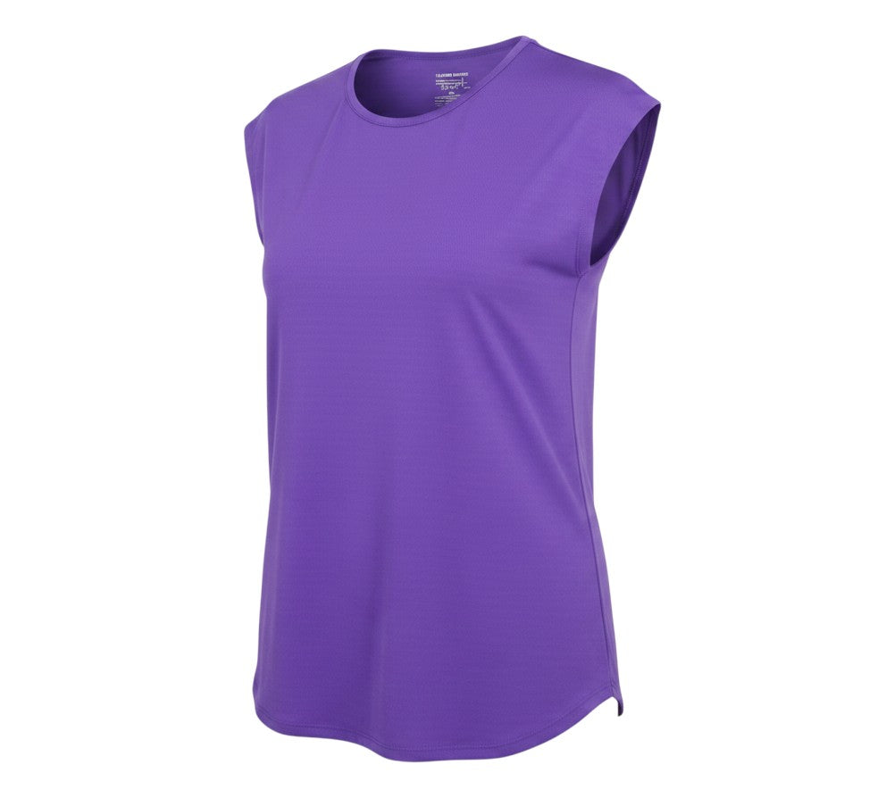 Prewornwholesale purple performance sport t-shirt with a crew neck and cap sleeves in a breathable moisture-wicking fabric