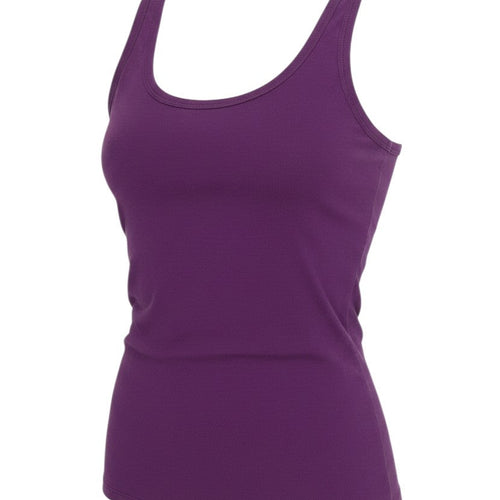 Prewornwholesale TALLY WEiJL purple round neck tank top in polyester fabric
