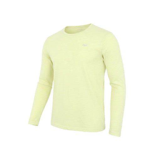 Prewornwholesale Röhnisch women's yellow long sleeve activewear top with a crew neck in lightweight polyester fabric.