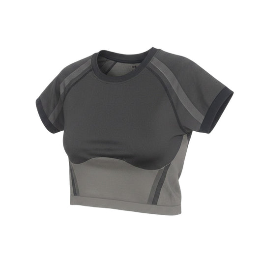 Sweaty Betty Women Grey Cropped Athletic Short Sleeve T-Shirt M