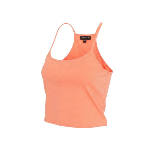 Prewornwholesale Topshop orange sleeveless tank top with spaghetti straps in a lightweight jersey fabric
