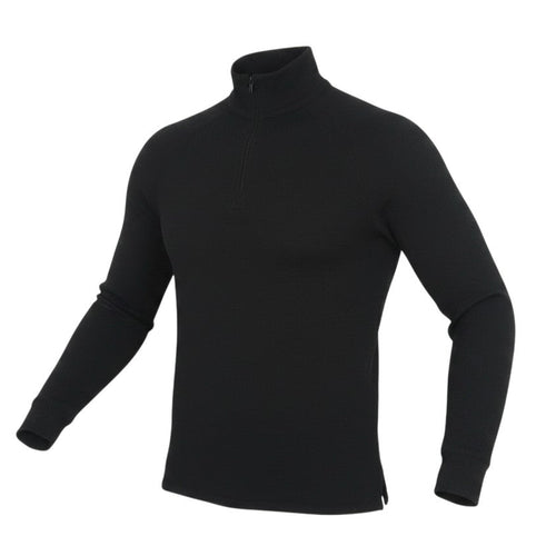 Prewornwholesale Trespass unisex black pullover with a high neck and quarter-zip closure in a lightweight knit fabric.
