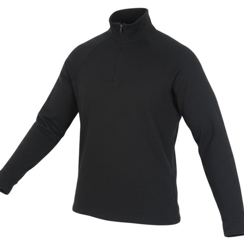 Prewornwholesale Trespass women's black long sleeve top with a high neck and 1/4 zip closure.