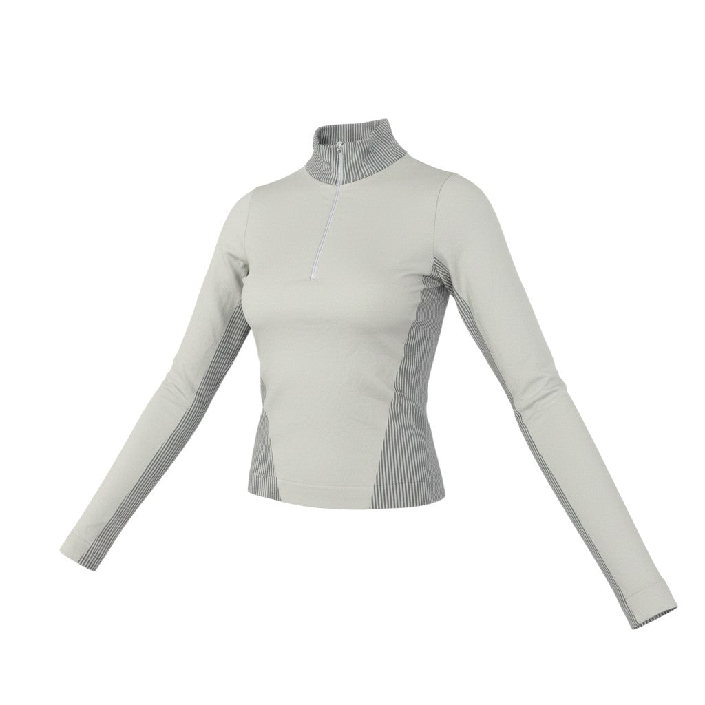 Urban Outfitters Women Grey High Neck Long Sleeve 1/4 Zip Active Top Size S