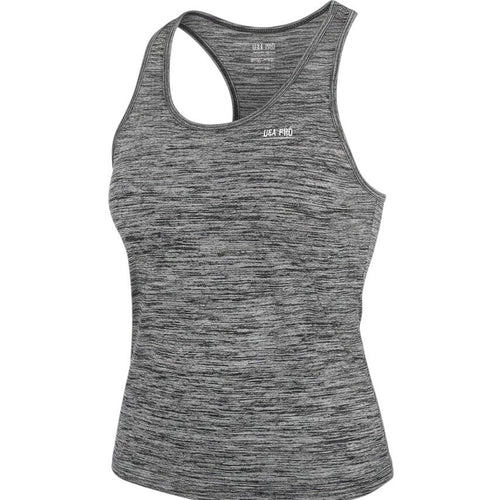 Prewornwholesale USA Pro grey marl polyester racerback tank top with round neck for athletic wear