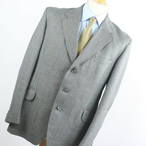 Edward Slater Mens Vintage Green Striped Wool Suit Jacket 40 Chest (Regular)