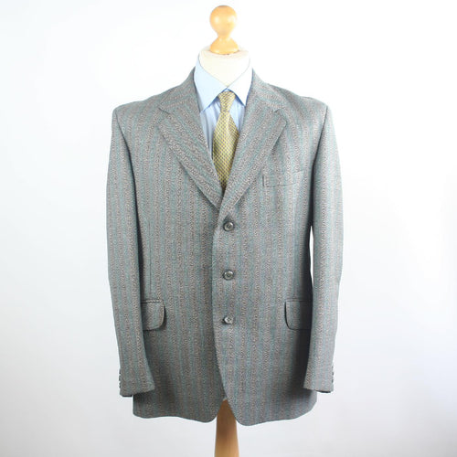 Edward Slater Mens Vintage Green Striped Wool Suit Jacket 40 Chest (Regular)