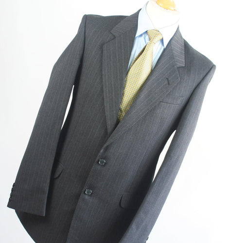 Centaur Mens Grey Striped Wool Single Breasted Suit 38/32 (Long)