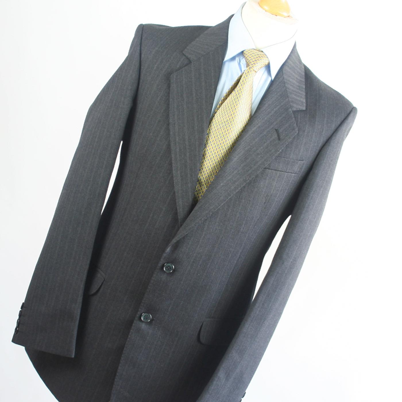 Centaur Mens Grey Striped Wool Single Breasted Suit 38/32 (Long)