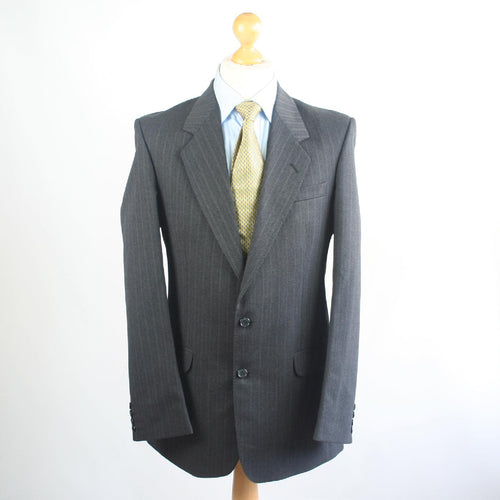 Centaur Mens Grey Striped Wool Single Breasted Suit 38/32 (Long)