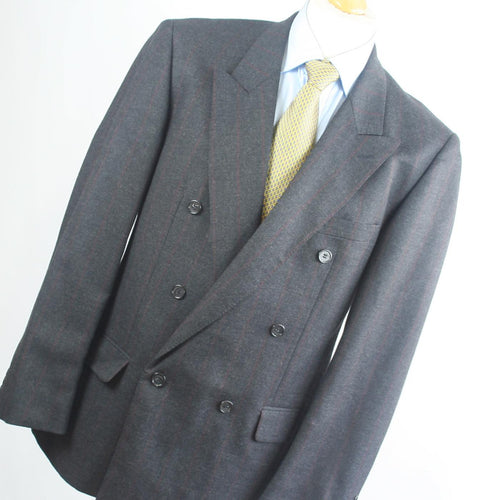 Lino Vierra Mens Grey Striped Wool Double Breasted Suit Jacket 38 Chest (Regular)