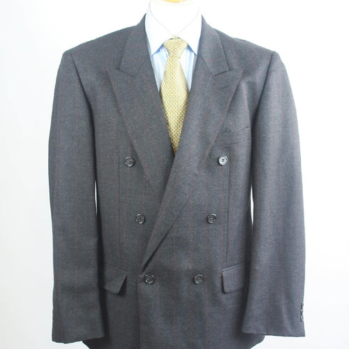 Lino Vierra Mens Grey Striped Wool Double Breasted Suit Jacket 38 Chest (Regular)