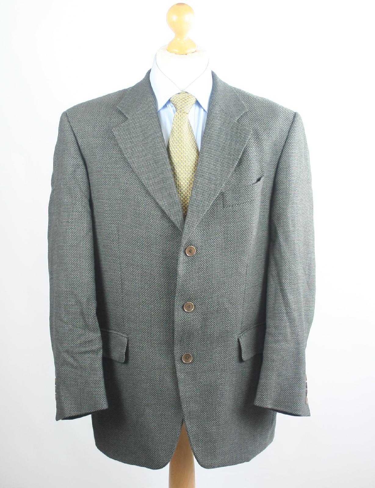 Lino Vierra Mens Grey Textured Wool Suit Jacket 42 Chest (Regular)