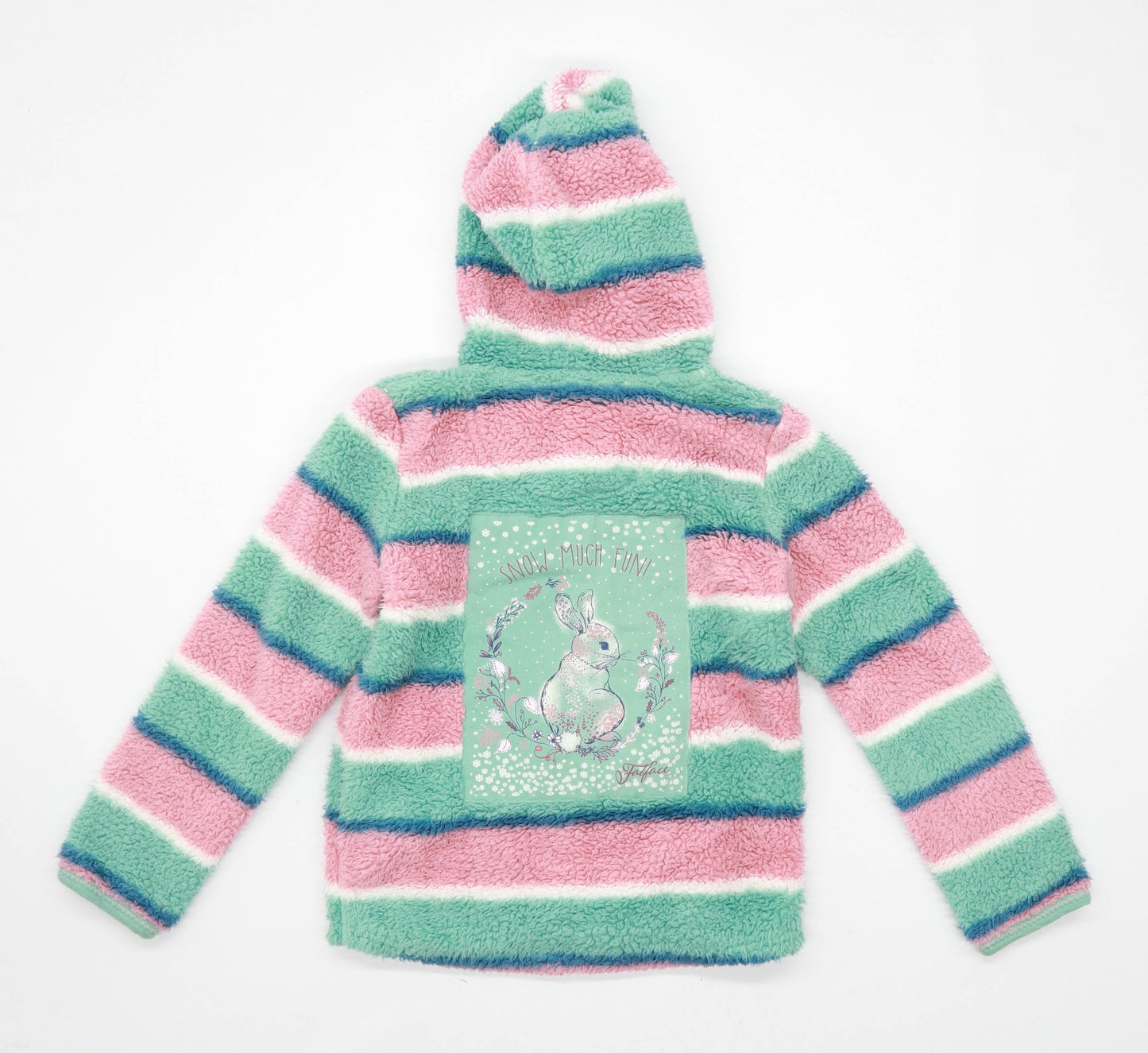 Fat Face Girls Striped Multi-Coloured Fleece Jacket Age 6-7 Years