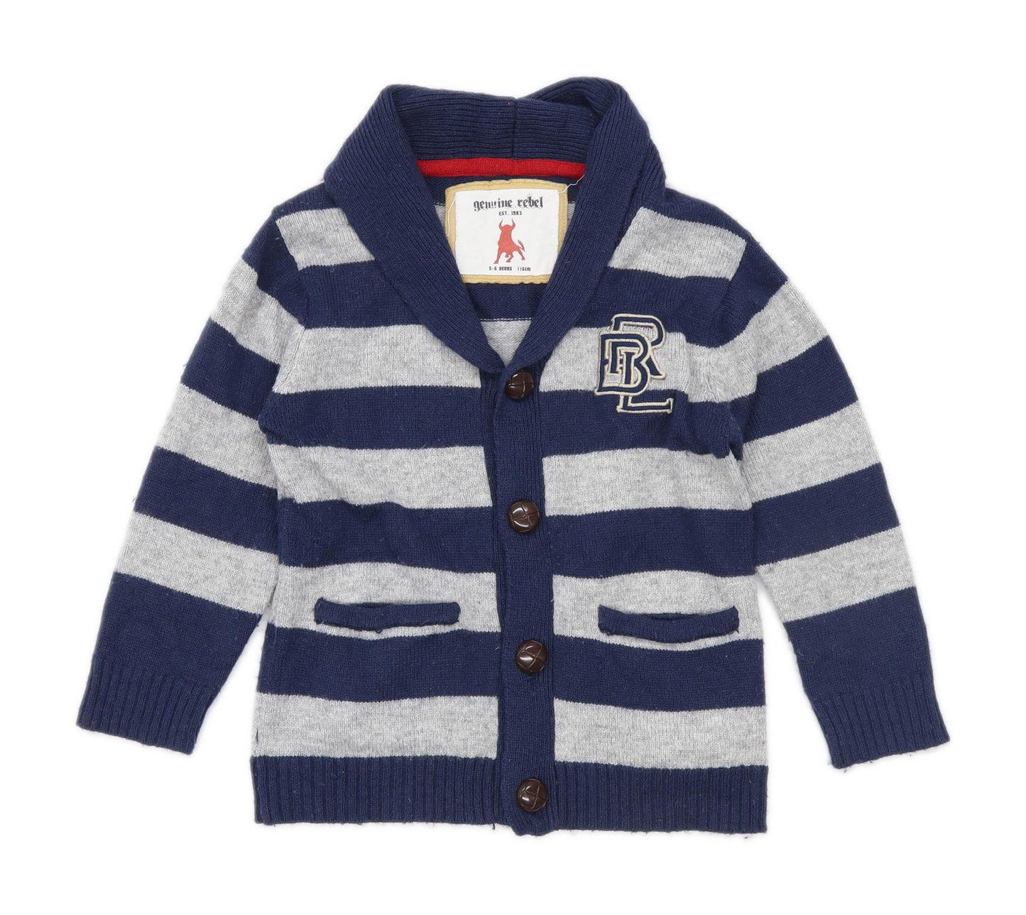 Rebel Boys Striped Blue Jumper Age 5-6 Years