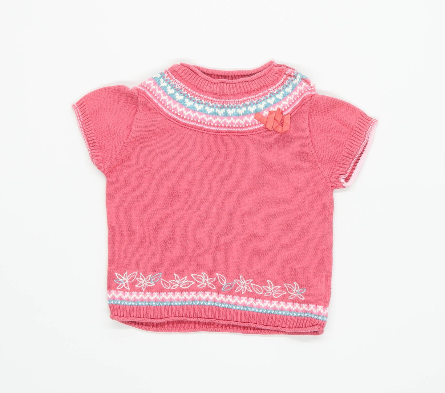 Marks & Spencer Girls Striped Pink Top Age 2-3