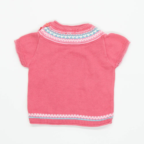 Marks & Spencer Girls Striped Pink Top Age 2-3