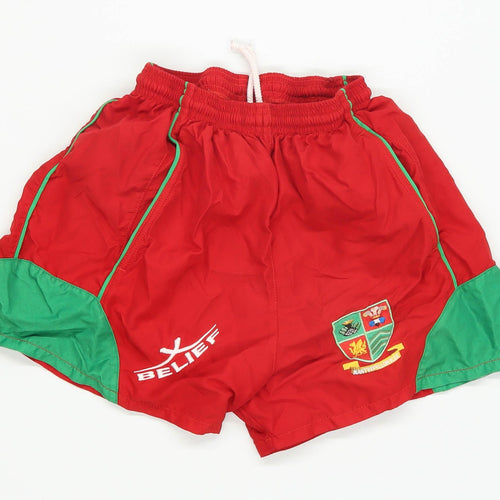 Belief Boys Red Welsh Football Shorts Age 14