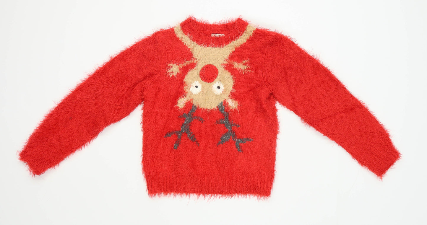 Next Girls Red Christmas Jumper Age 7-8 Years