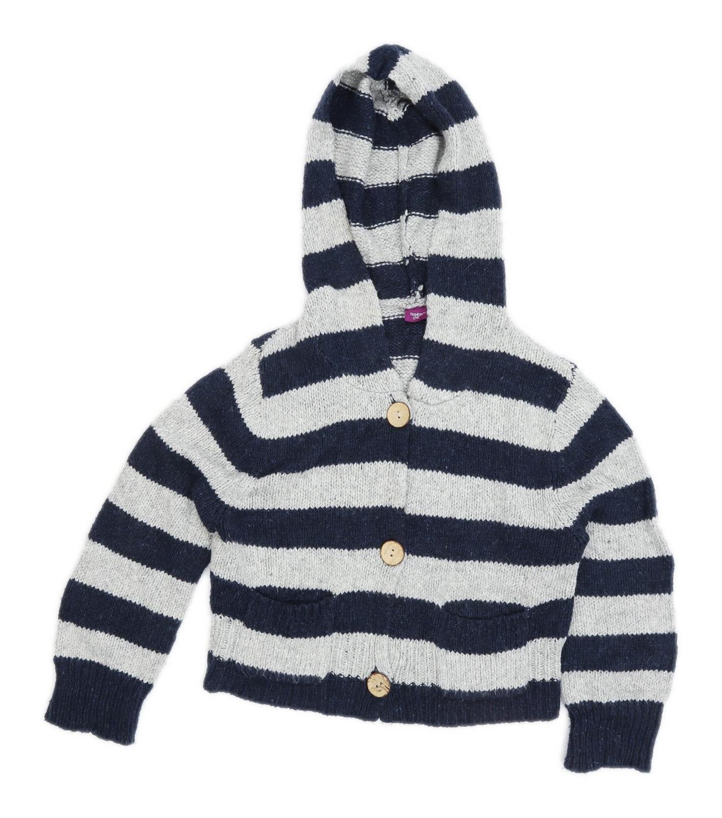 Hoxton Chic Boys Striped Grey Hoodie Size L