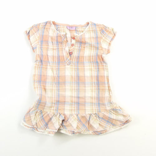 F&F Girls Pink Check Cotton Dress Age 3-4