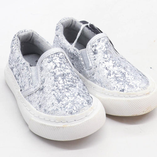 Primark Girls UK Size 3 Silver Glitter Shoes