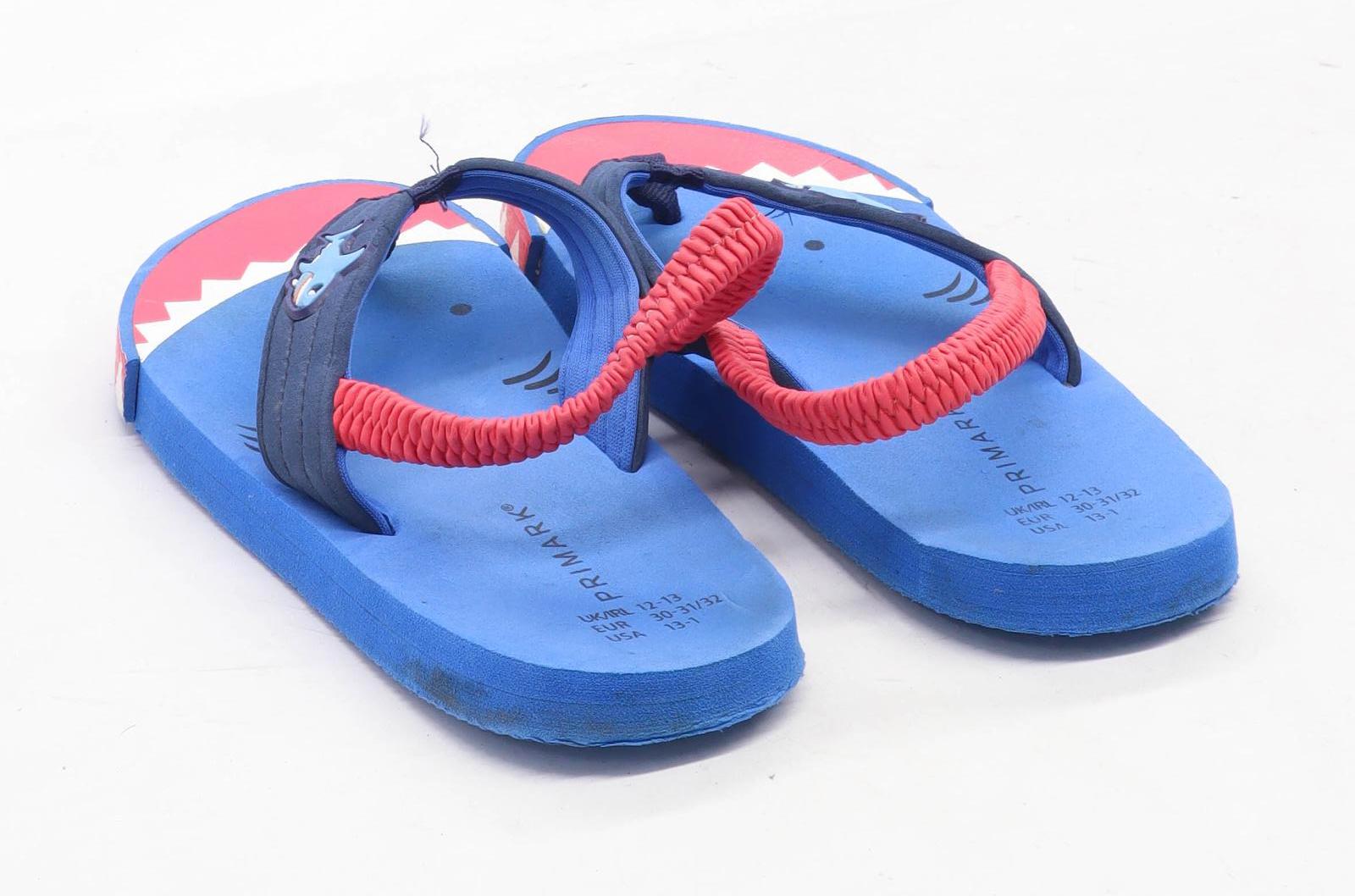 Primark Boys UK Size 12-13 Blue Shark Sandals – Preworn
