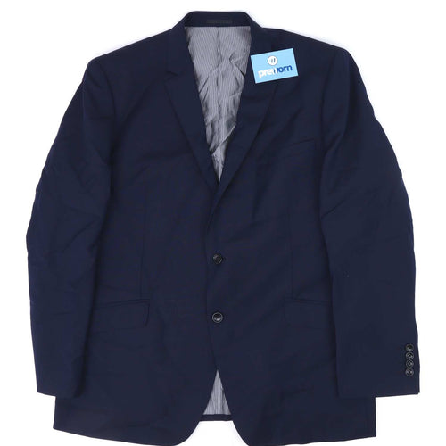 Samuel Slater Mens Wool Blend Blue Suit Jacket 46 Chest (Regular)